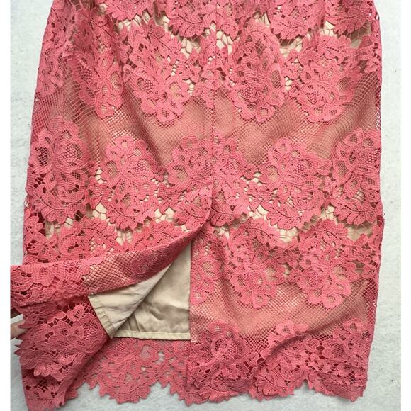 Antonio Melani Dress Womens Size 8 Coral Lace Sheath Sleeveless Zip Lined - Picture 9 of 9